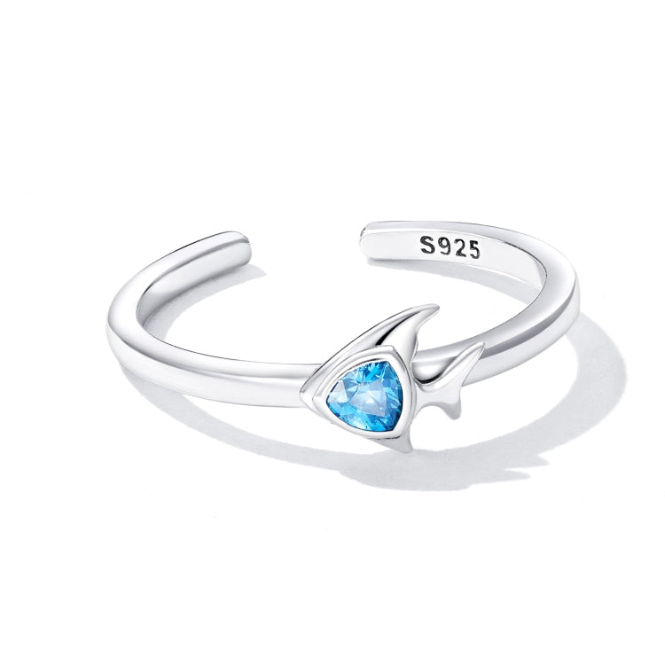 Anello aperto da donna con pesce creativo in argento sterling S925, Fish