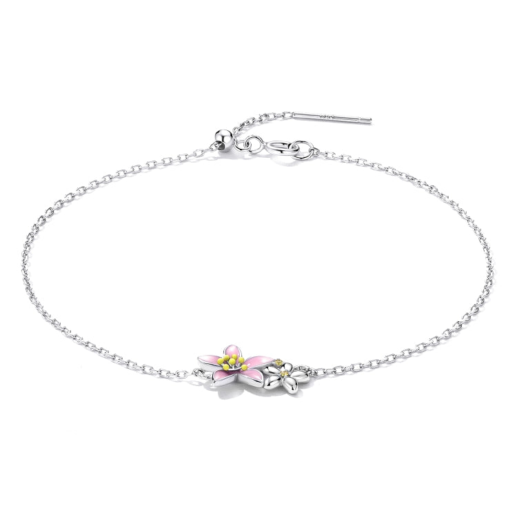 Gioielli da donna con braccialetto in argento sterling S925 con fiori di ciliegio, Cherry Blossom