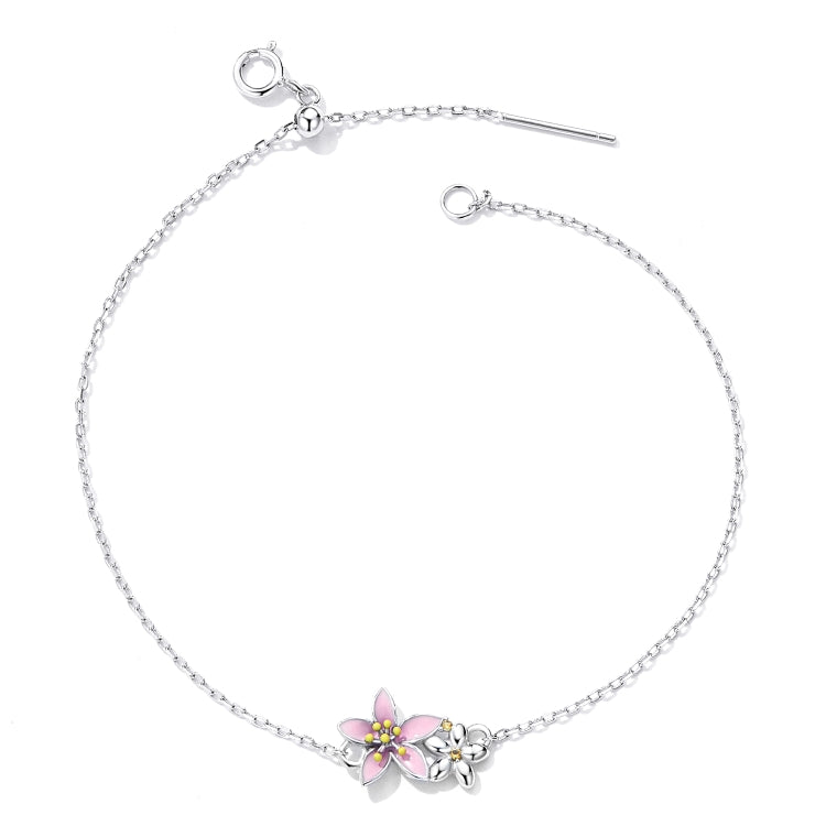 Gioielli da donna con braccialetto in argento sterling S925 con fiori di ciliegio, Cherry Blossom