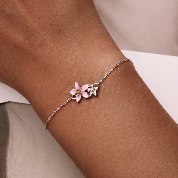 Gioielli da donna con braccialetto in argento sterling S925 con fiori di ciliegio, Cherry Blossom