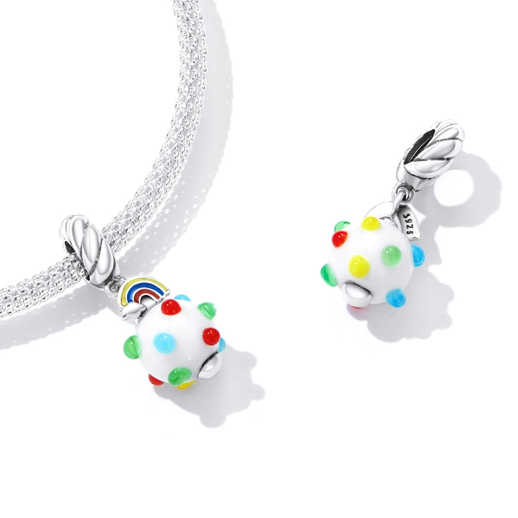 Accessori per collana braccialetto fai-da-te con pendente in smalto arcobaleno in argento sterling S925, Rainbow Glaze