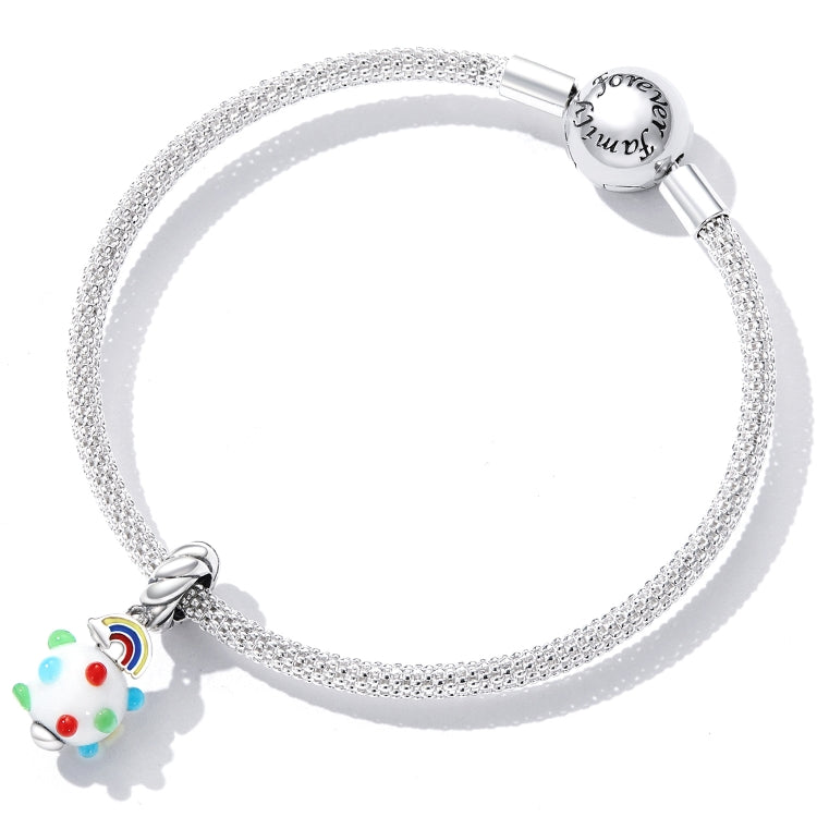 Accessori per collana braccialetto fai-da-te con pendente in smalto arcobaleno in argento sterling S925, Rainbow Glaze