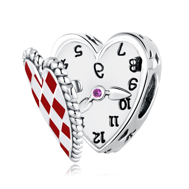 Accessori per collana braccialetto fai-da-te con perline per orologio a cuore in argento sterling S925, Heart Clock