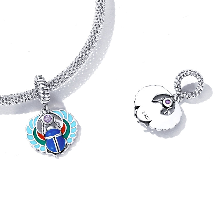 Accessori per collana braccialetto fai-da-te con ciondolo scarabeo in argento sterling S925, Scarab