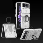 Custodia per cellulare con armatura magnetica scorrevole GKK con supporto per anello, For Samsung Galaxy Z Flip3 5G