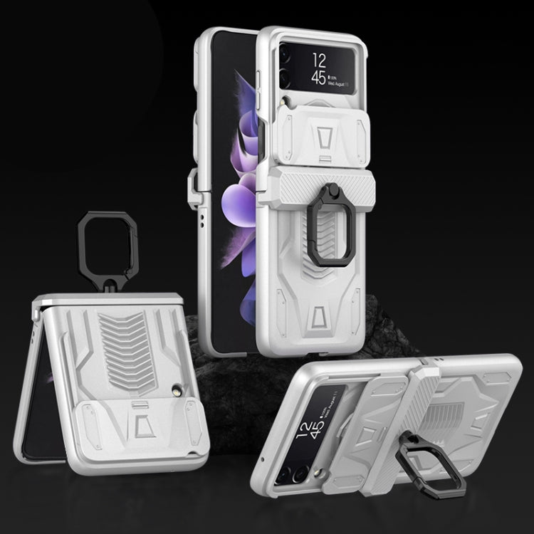 Custodia per cellulare con armatura magnetica scorrevole GKK con supporto per anello, For Samsung Galaxy Z Flip3 5G