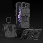 Custodia per cellulare con armatura magnetica scorrevole GKK con supporto per anello, For Samsung Galaxy Z Flip3 5G