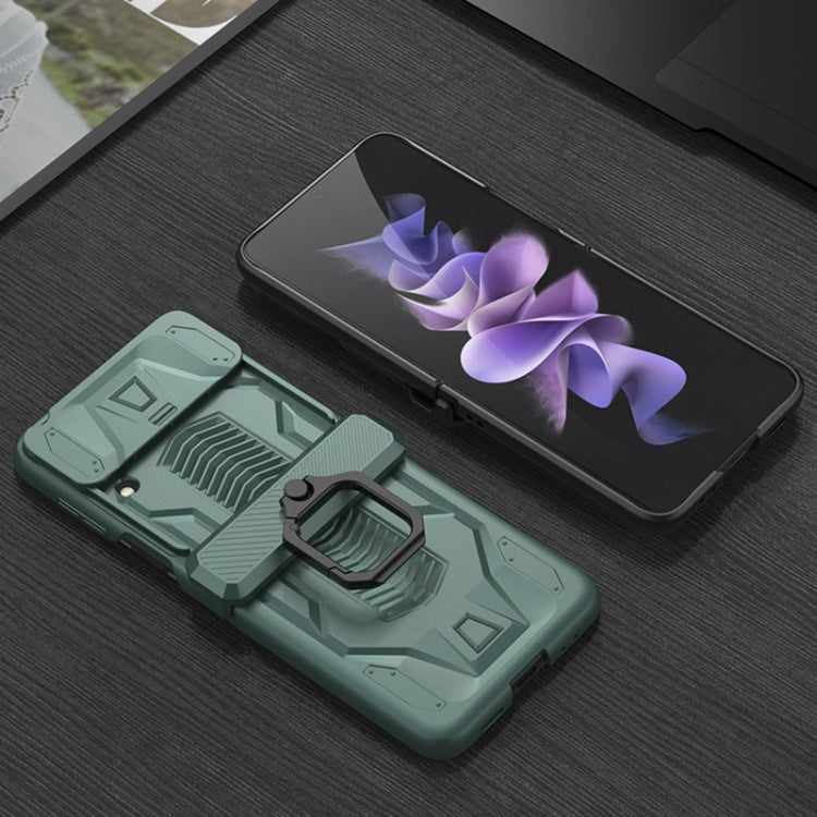 Custodia per cellulare con armatura magnetica scorrevole GKK con supporto per anello, For Samsung Galaxy Z Flip3 5G