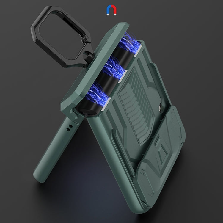 Custodia per cellulare con armatura magnetica scorrevole GKK con supporto per anello, For Samsung Galaxy Z Flip3 5G