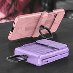 Custodia per cellulare con armatura magnetica scorrevole GKK con supporto per anello, For Samsung Galaxy Z Flip3 5G