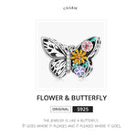 Accessori per collana braccialetto fai-da-te con perline a forma di farfalla in argento sterling S925, Flower Butterfly