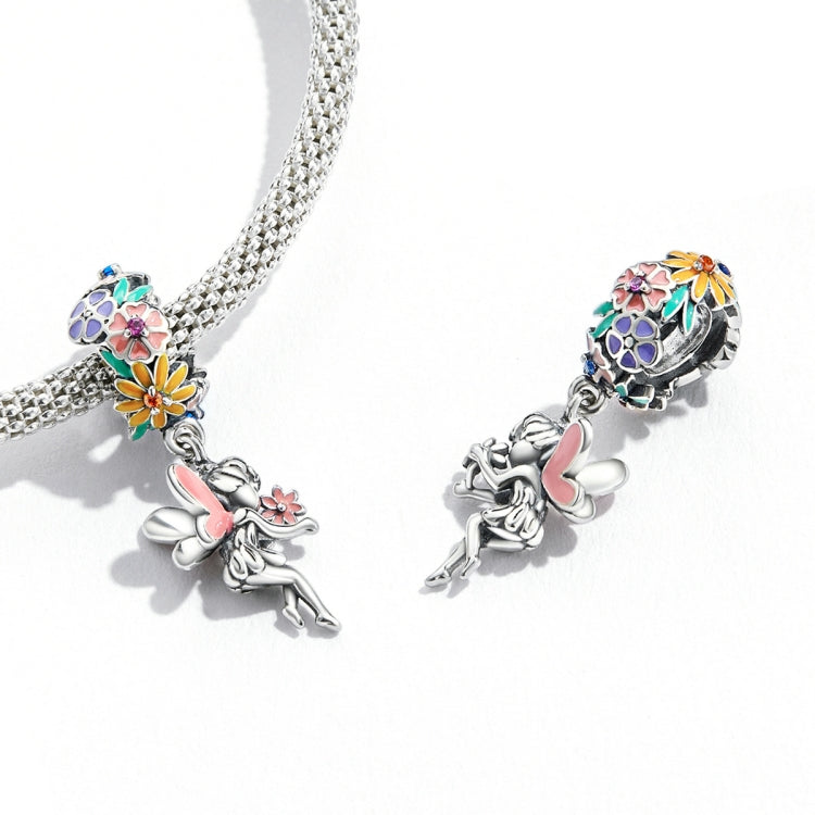 Accessori per collana braccialetto fai-da-te con ciondolo elfo fiore in argento sterling S925, Flower Elf