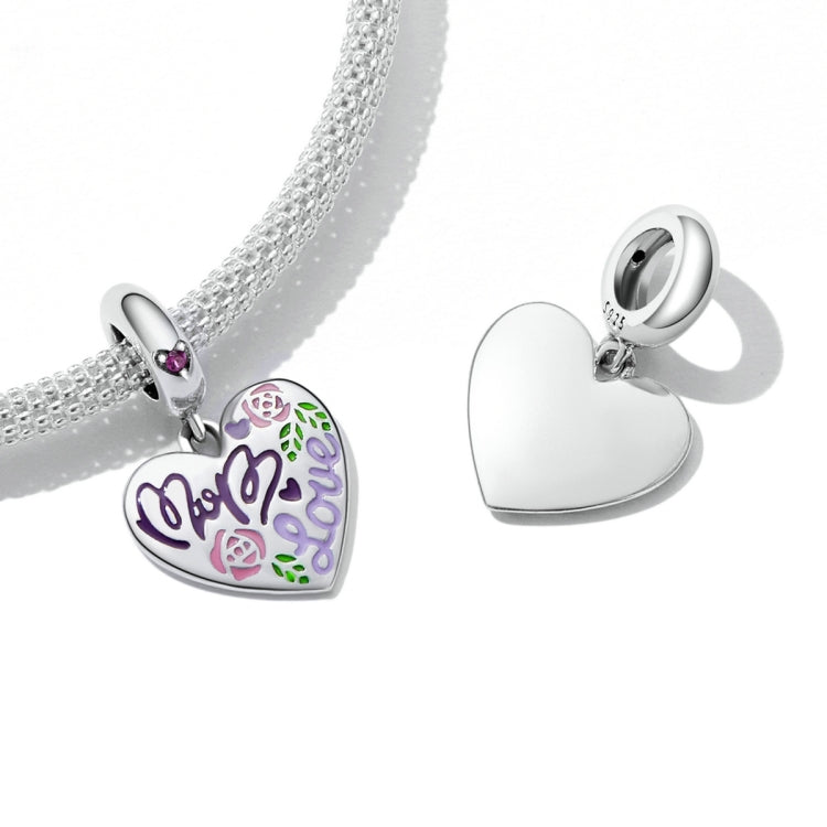 Accessori per collana braccialetto fai-da-te con ciondolo cuore doodle colorato in argento sterling S925, Colorful Doodle Heart