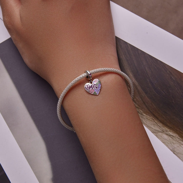 Accessori per collana braccialetto fai-da-te con ciondolo cuore doodle colorato in argento sterling S925, Colorful Doodle Heart