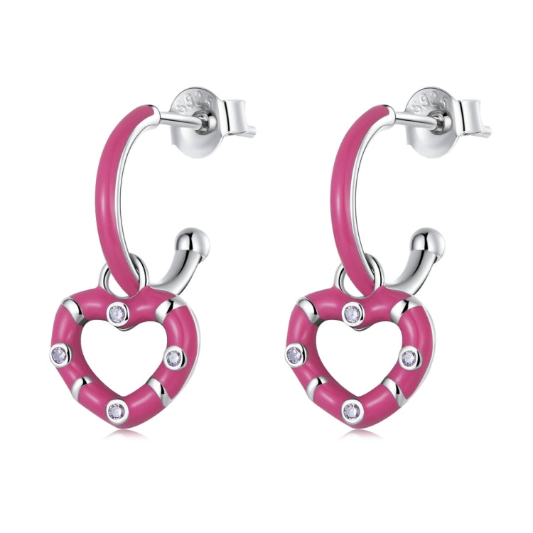 Orecchini da donna a cuore semplice in argento sterling S925, Simple Heart