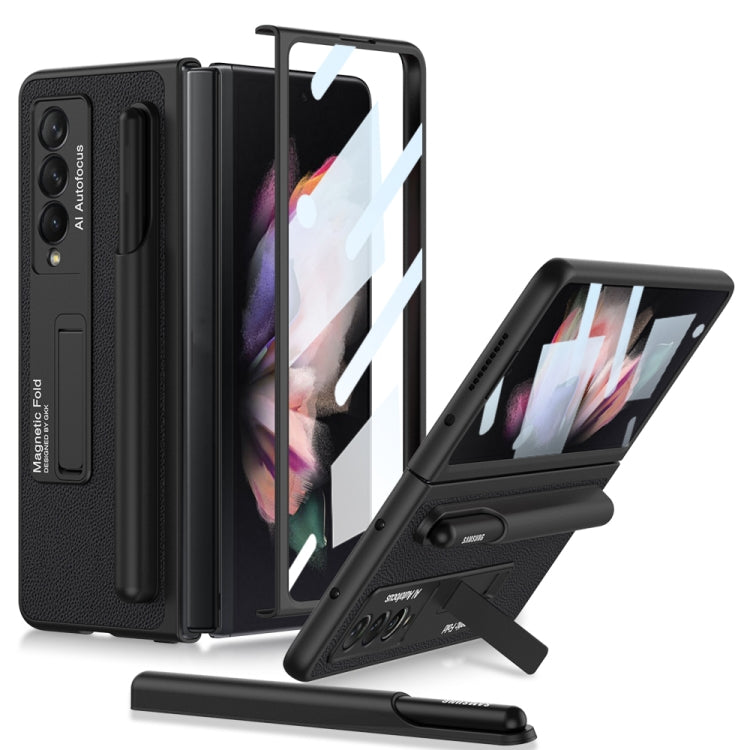Custodia protettiva in pelle antiurto ultrasottile GKK con supporto e slot per penne, For Samsung Galaxy Z Fold3 5G