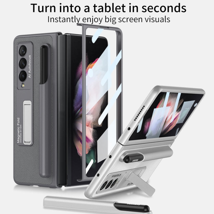 Custodia protettiva in pelle antiurto ultrasottile GKK con supporto e slot per penne, For Samsung Galaxy Z Fold3 5G