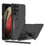 Custodia per telefono antiurto ultrasottile GKK con supporto, slot per penna e penna stilo, For Samsung Galaxy S21 Ultra 5G