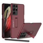 Custodia per telefono antiurto ultrasottile GKK con supporto, slot per penna e penna stilo, For Samsung Galaxy S21 Ultra 5G