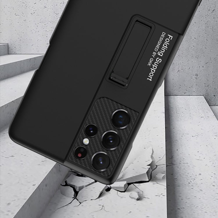 Custodia per telefono antiurto ultrasottile GKK con supporto, slot per penna e penna stilo, For Samsung Galaxy S21 Ultra 5G