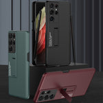 Custodia per telefono antiurto ultrasottile GKK con supporto, slot per penna e penna stilo, For Samsung Galaxy S21 Ultra 5G
