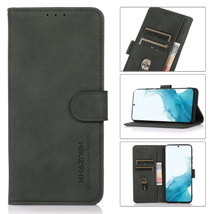 KHAZNEH Custodia per telefono in pelle con trama opaca, For Samsung Galaxy S22 5G