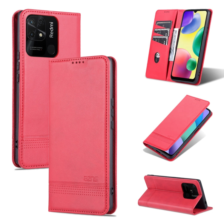 AZNS Custodia per telefono in pelle a conchiglia con struttura in vitello magnetico, For OPPO K10 / A96 4G / Realme 9i, For Xiaomi Redmi 10C / 10 India, For Honor X8 / X30i