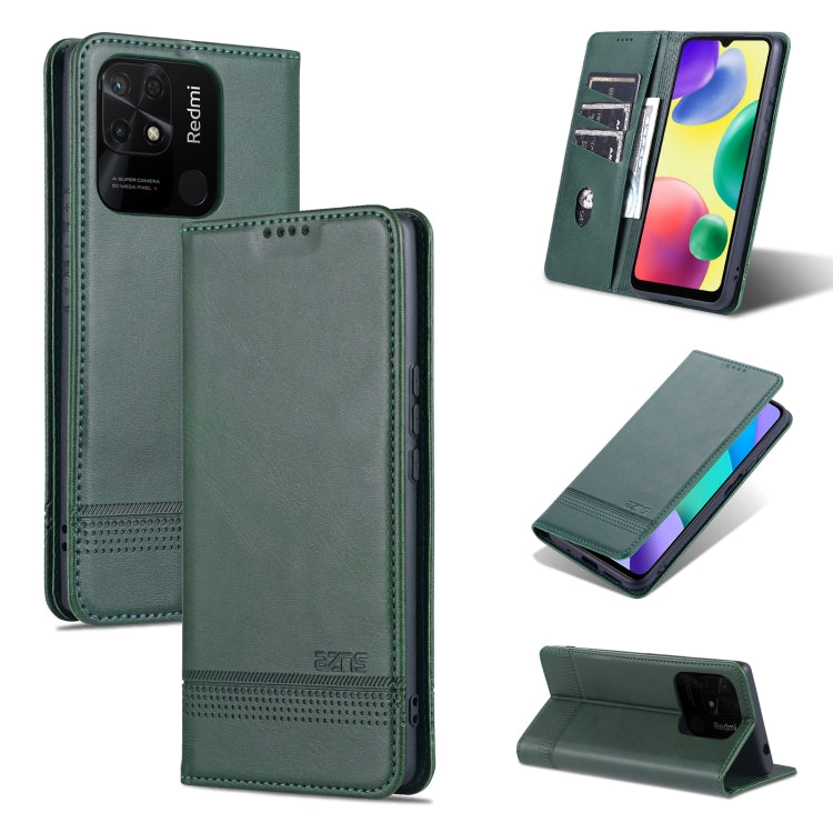 AZNS Custodia per telefono in pelle a conchiglia con struttura in vitello magnetico, For OPPO K10 / A96 4G / Realme 9i, For Xiaomi Redmi 10C / 10 India, For Honor X8 / X30i