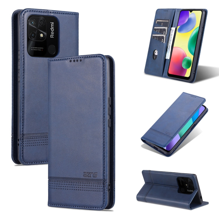 AZNS Custodia per telefono in pelle a conchiglia con struttura in vitello magnetico, For OPPO K10 / A96 4G / Realme 9i, For Xiaomi Redmi 10C / 10 India, For Honor X8 / X30i