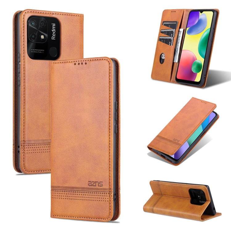 AZNS Custodia per telefono in pelle a conchiglia con struttura in vitello magnetico, For OPPO K10 / A96 4G / Realme 9i, For Xiaomi Redmi 10C / 10 India, For Honor X8 / X30i