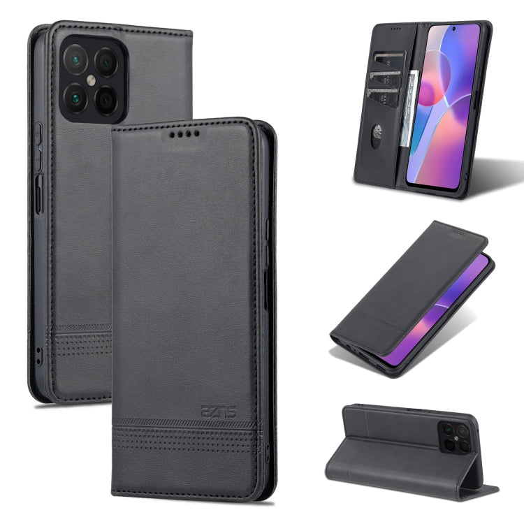 AZNS Custodia per telefono in pelle a conchiglia con struttura in vitello magnetico, For OPPO K10 / A96 4G / Realme 9i, For Xiaomi Redmi 10C / 10 India, For Honor X8 / X30i