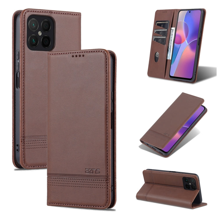 AZNS Custodia per telefono in pelle a conchiglia con struttura in vitello magnetico, For OPPO K10 / A96 4G / Realme 9i, For Xiaomi Redmi 10C / 10 India, For Honor X8 / X30i