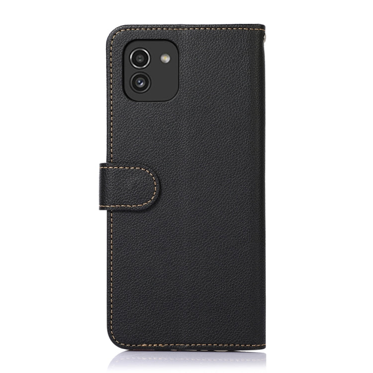 KHAZNEH Custodia per telefono RFID in pelle con texture Litchi, For Samsung Galaxy A03 164mm, For Samsung Galaxy A13, For Samsung Galaxy A33 5G, For Samsung Galaxy M23 / F23 5G, For Samsung Galaxy M53 5G, For Samsung Galaxy S21 FE 5G