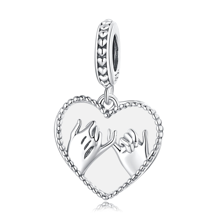 Accessori per collana braccialetto fai-da-te con ciondolo a forma di cuore in argento sterling S925, Hand In Hand