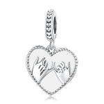 Accessori per collana braccialetto fai-da-te con ciondolo a forma di cuore in argento sterling S925, Hand In Hand