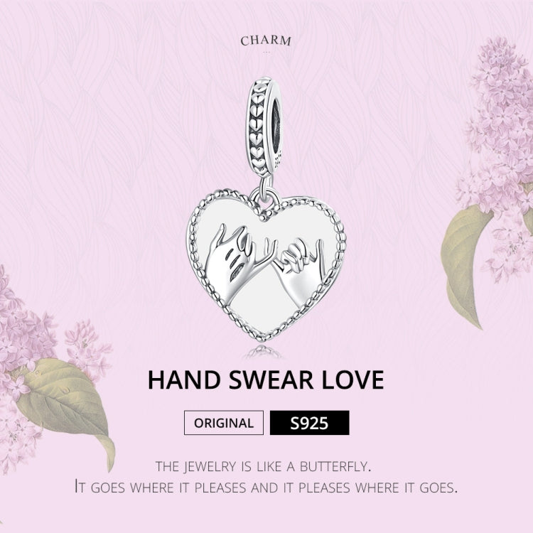 Accessori per collana braccialetto fai-da-te con ciondolo a forma di cuore in argento sterling S925, Hand In Hand