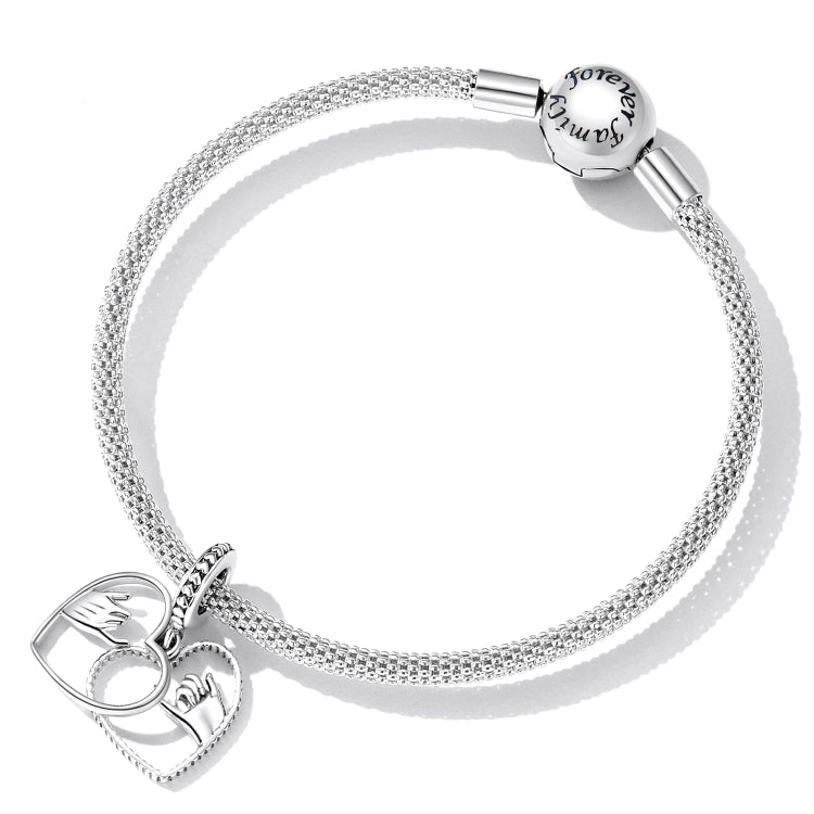 Accessori per collana braccialetto fai-da-te con ciondolo a forma di cuore in argento sterling S925, Hand In Hand