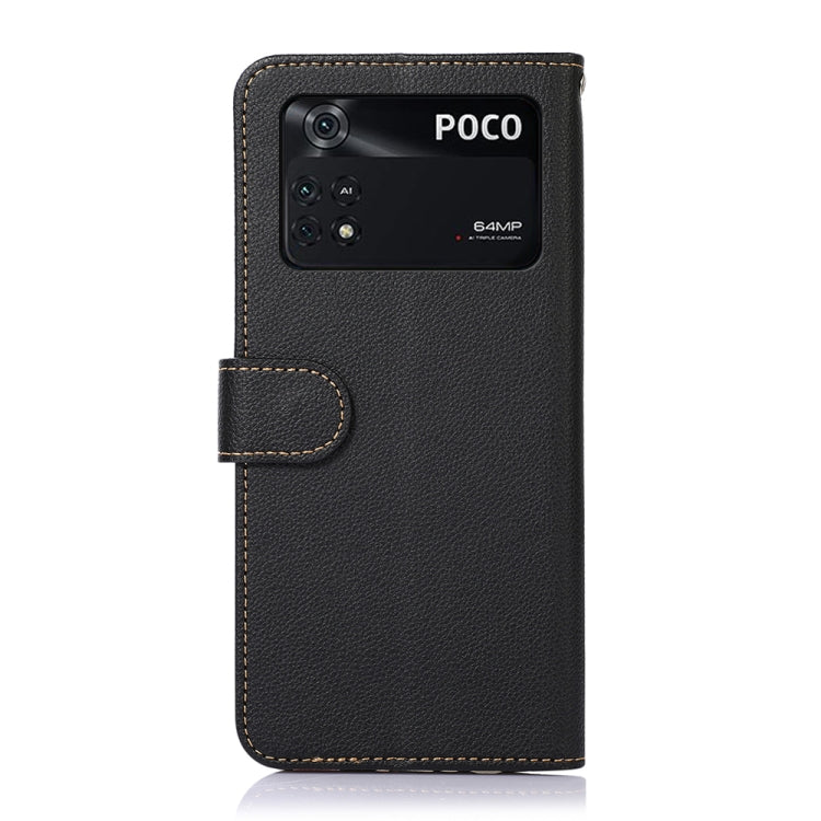 KHAZNEH Custodia per telefono RFID in pelle con texture Litchi, For Xiaomi Poco M4 Pro 4G, For Xiaomi Poco M4 Pro 5G