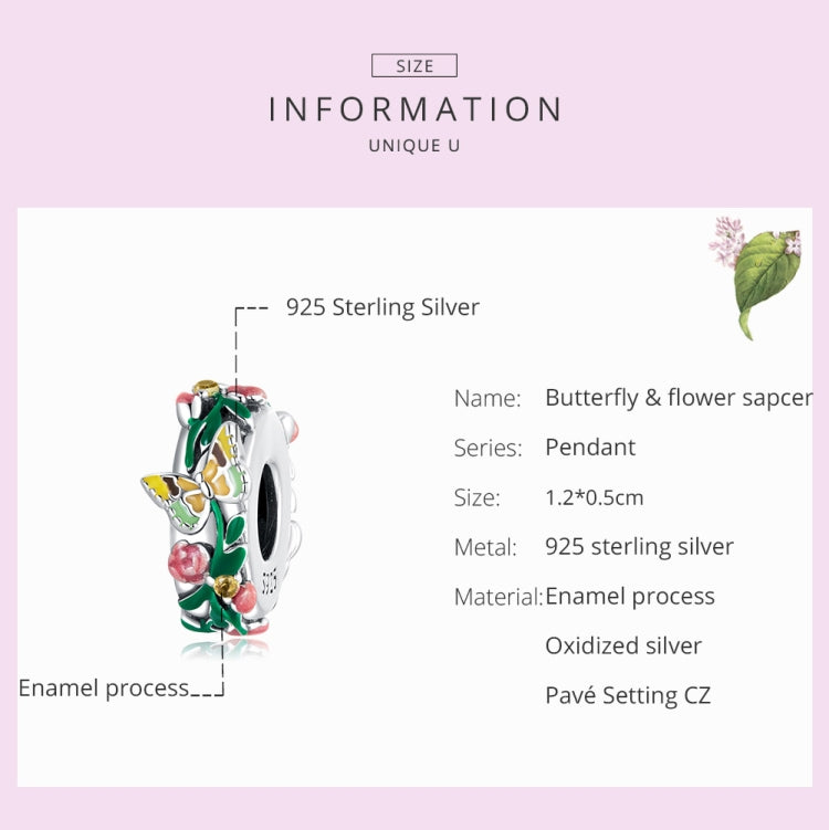 Accessori per collana braccialetto fai-da-te con perline di fiori a farfalla in argento sterling S925, Butterfly Flower