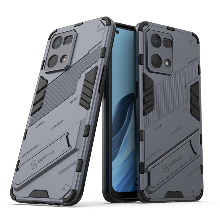 Punk Armor 2 in 1 PC + custodia per telefono antiurto in TPU con supporto invisibile, For OPPO Reno7 4G