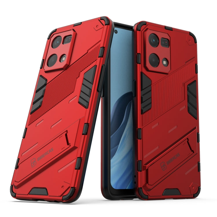 Punk Armor 2 in 1 PC + custodia per telefono antiurto in TPU con supporto invisibile, For OPPO Reno7 4G