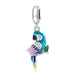 Accessori per collana braccialetto fai-da-te con ciondolo pappagallo in argento sterling S925, Parrot