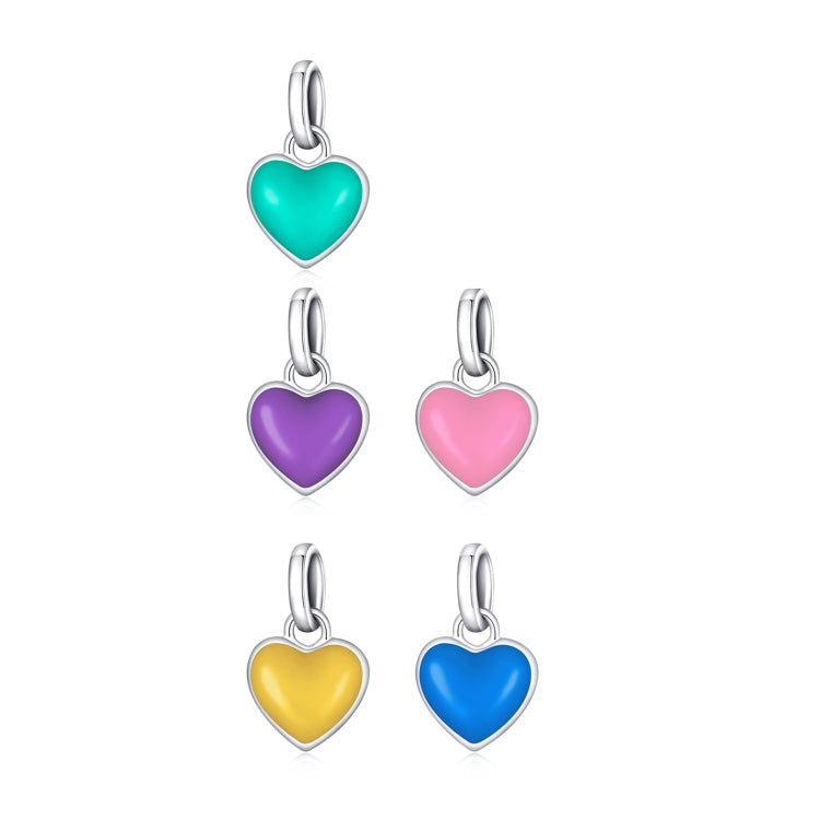 Accessori per collana bracciale fai da te ciondolo cuore in argento sterling S925, Heart Pendant (Blue), Heart Pendant (Pink), Heart Pendant (Green), Heart Pendant (Purple), Heart Pendant (Yellow)