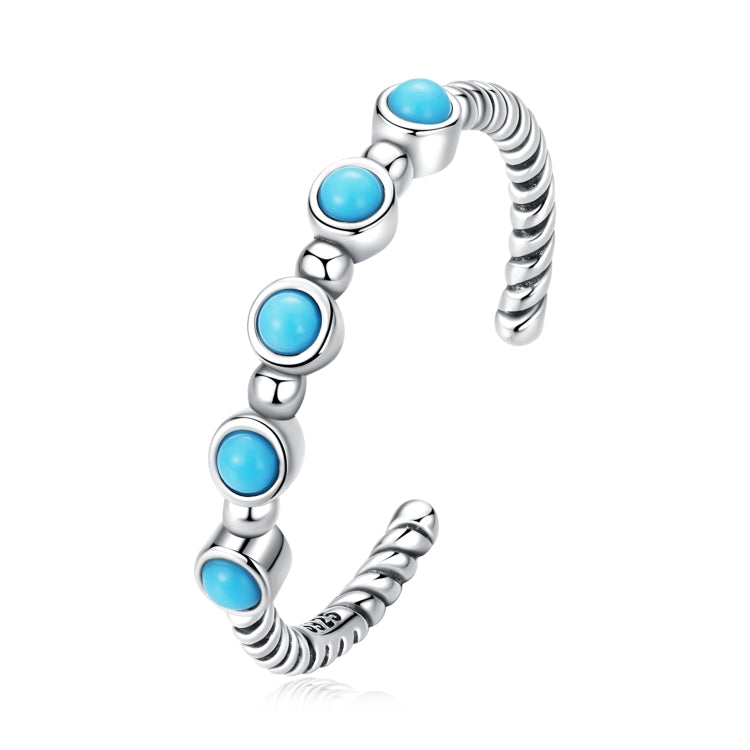 Anello aperto da donna twist in argento sterling S925 con turchese, Turquoise Twist