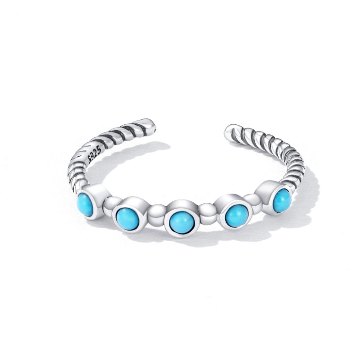 Anello aperto da donna twist in argento sterling S925 con turchese, Turquoise Twist