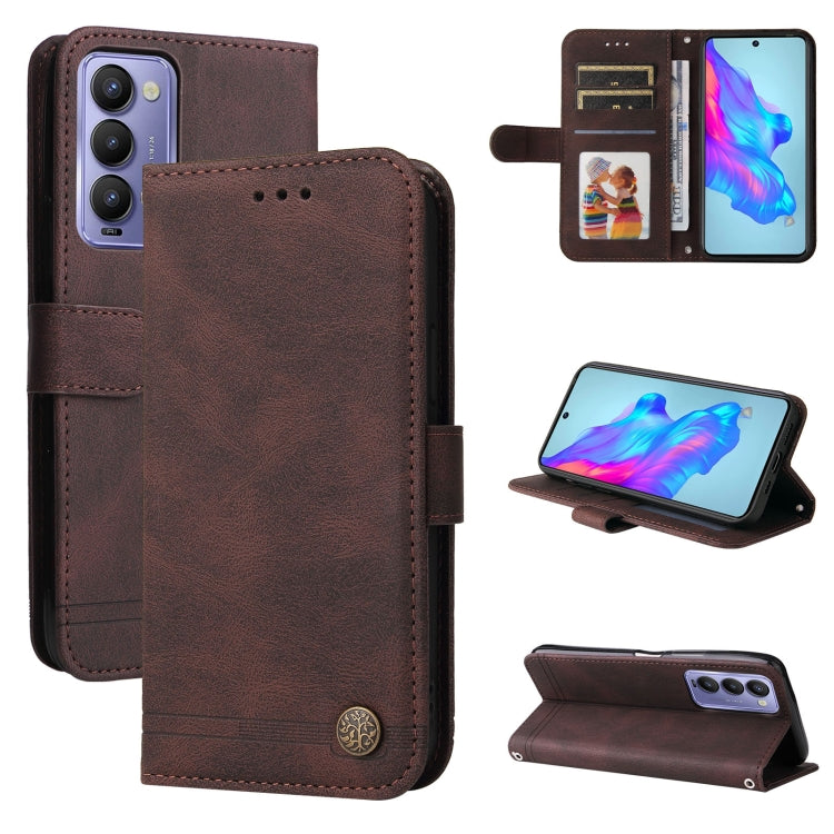 Custodia per telefono in pelle con bottone in metallo con albero della vita Skin Feel, For Tecno Camon 18 Premier, For Tecno Camon 18 / 18 Pro, For Infinix Hot 11s, For Infinix Hot 11s NFC