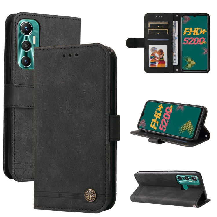 Custodia per telefono in pelle con bottone in metallo con albero della vita Skin Feel, For Infinix Hot 11, For Infinix Smart 6, For Infinix Note 11 Pro / 11S / X697, For OPPO Reno7 5G / Find X5 Lite Global