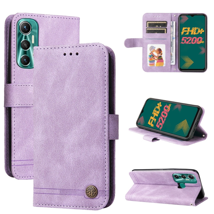 Custodia per telefono in pelle con bottone in metallo con albero della vita Skin Feel, For Infinix Hot 11, For Infinix Smart 6, For Infinix Note 11 Pro / 11S / X697, For OPPO Reno7 5G / Find X5 Lite Global