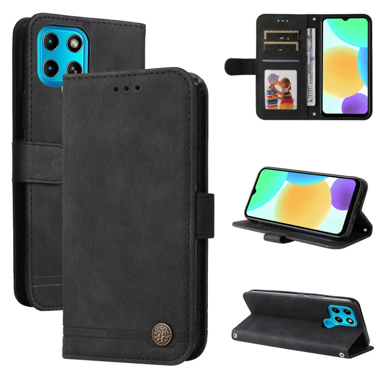 Custodia per telefono in pelle con bottone in metallo con albero della vita Skin Feel, For Infinix Hot 11, For Infinix Smart 6, For Infinix Note 11 Pro / 11S / X697, For OPPO Reno7 5G / Find X5 Lite Global