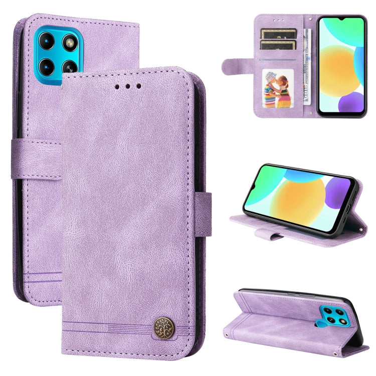 Custodia per telefono in pelle con bottone in metallo con albero della vita Skin Feel, For Infinix Hot 11, For Infinix Smart 6, For Infinix Note 11 Pro / 11S / X697, For OPPO Reno7 5G / Find X5 Lite Global